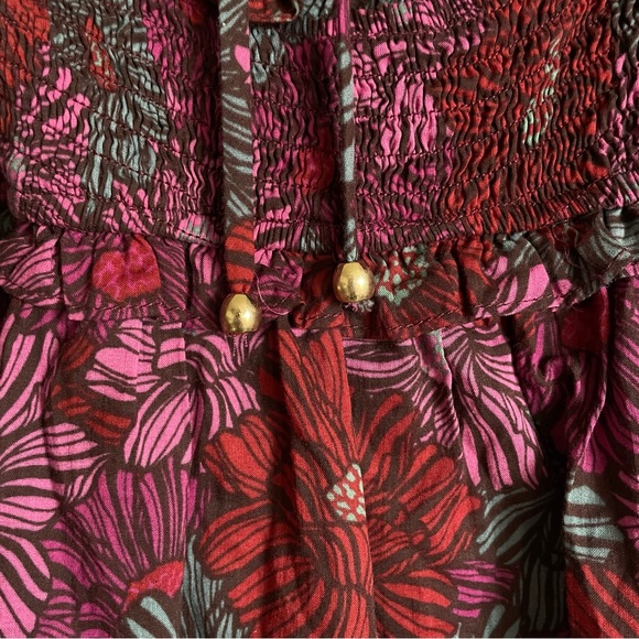 Olivaceous Women’s 3/4 Sleeve Ruffle Hem Floral Print Dress in Fuchsia - Small - Picture 7 of 10